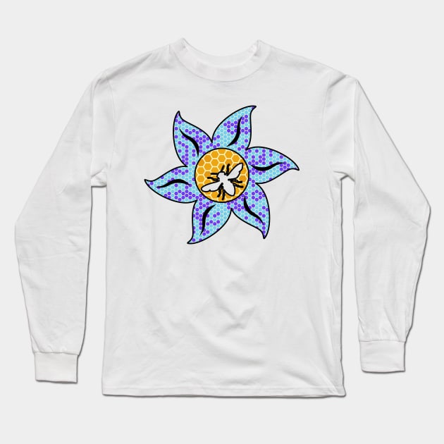 Flowers with honeycombs from bees for beekeepers Long Sleeve T-Shirt by The Hammer